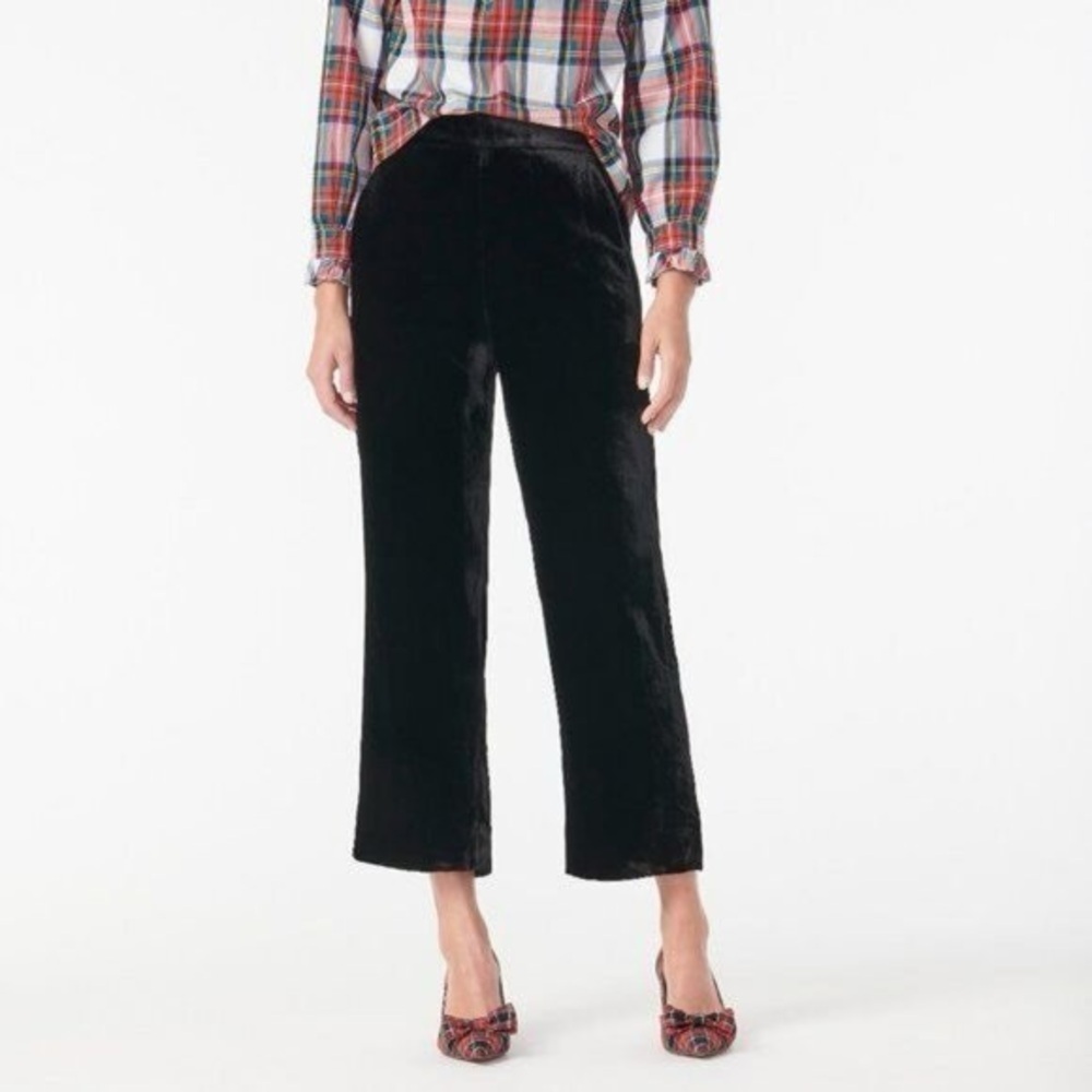 Style & Co. Black Velvet Wide Leg Cropped Pants Size Zip Size 10P Petite